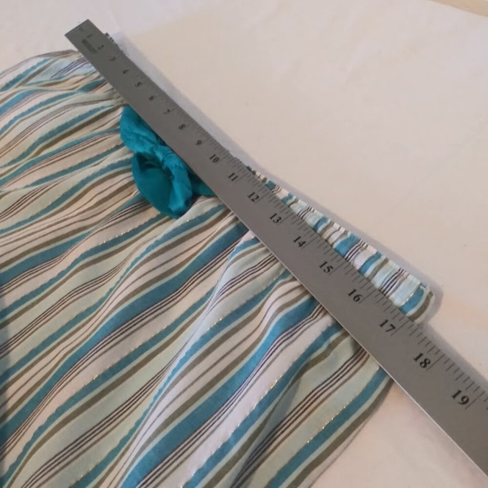 Secret Treasures women's size M (8-10) white, blue and green striped woven pants - Picture 7 of 12